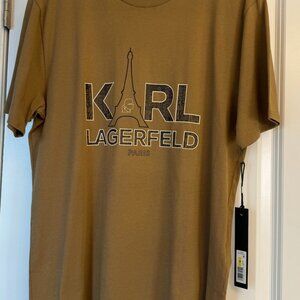 New Mens Karl Lagerfeld Brown Logo Tee